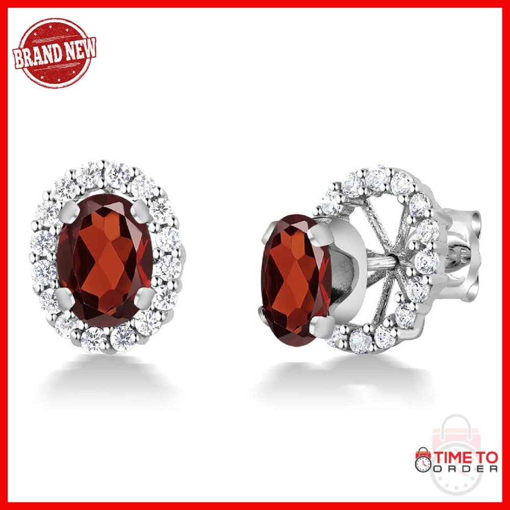 Sterling Silver Gemstone Stud Earrings With Removable Halo Jacket